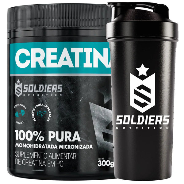 Kit: 5x Creatina Pote 300g + 1x Coqueteleira Simples (Brinde) - Soldiers Nutrition