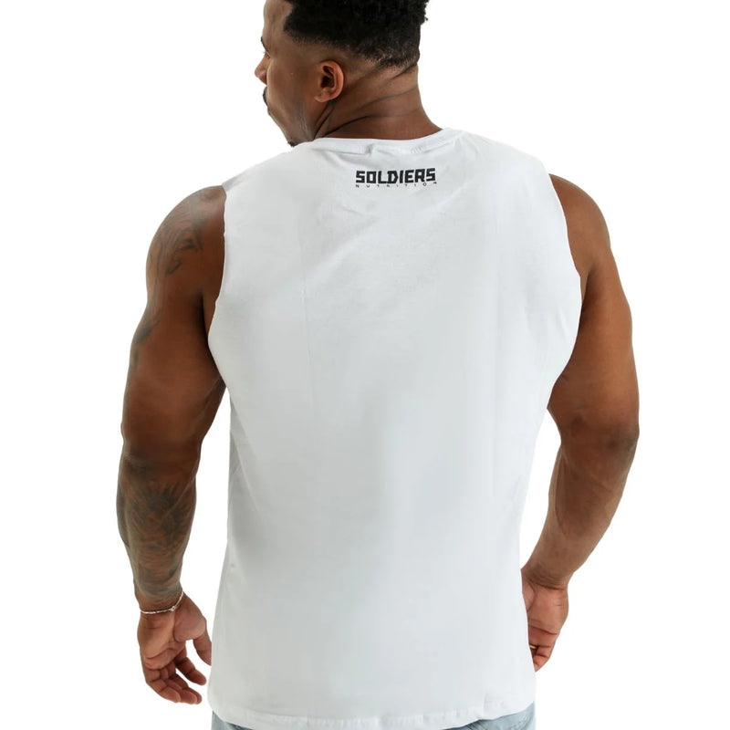 Regata Cavada Masculina Branca Logo Soldiers - Soldiers Nutrition
